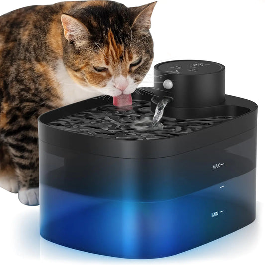 Wireless Cat Water Fountain – 84oz Battery Operated Pet Dispenser with Motion Sensor & Ultra Quiet Pump (Black)