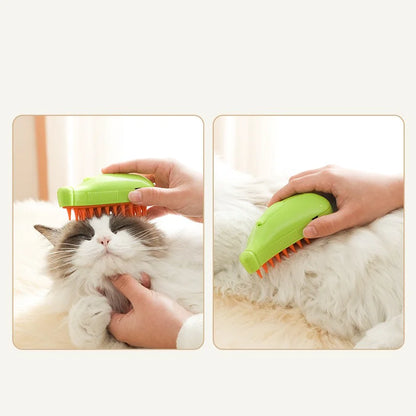 3-in-1 Banana Pet Grooming Brush – Steam, Massage & Hair Remover