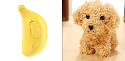 3-in-1 Banana Pet Grooming Brush – Steam, Massage & Hair Remover