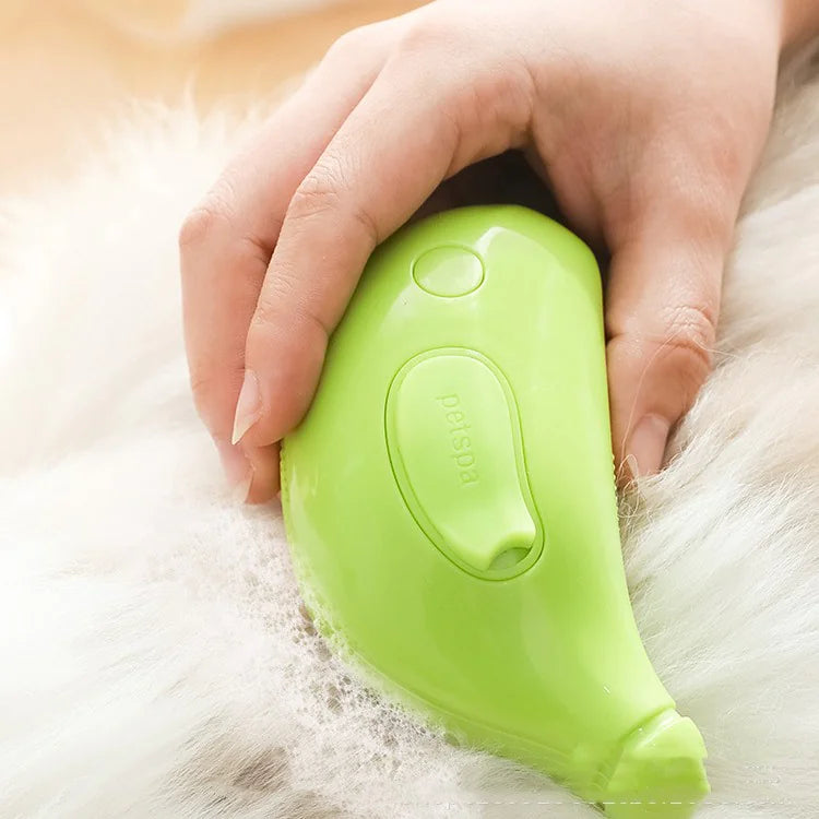 3-in-1 Banana Pet Grooming Brush – Steam, Massage & Hair Remover