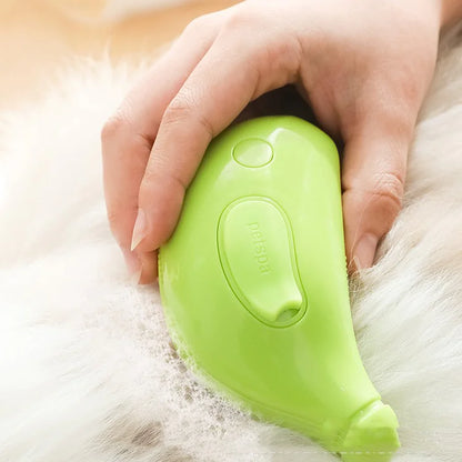 3-in-1 Banana Pet Grooming Brush – Steam, Massage & Hair Remover