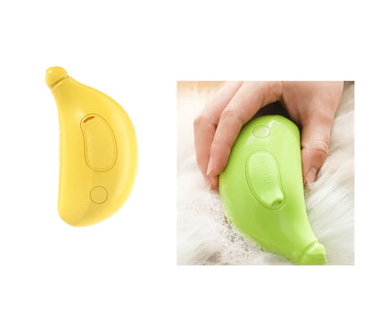 3-in-1 Banana Pet Grooming Brush – Steam, Massage & Hair Remover